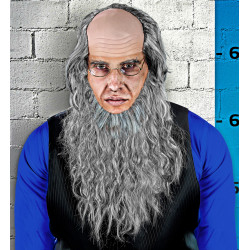 Sada pleš stařec s vousy a brýlemi